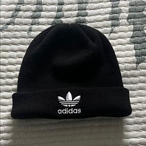 Adidas Black Knit Hat with White Logo
